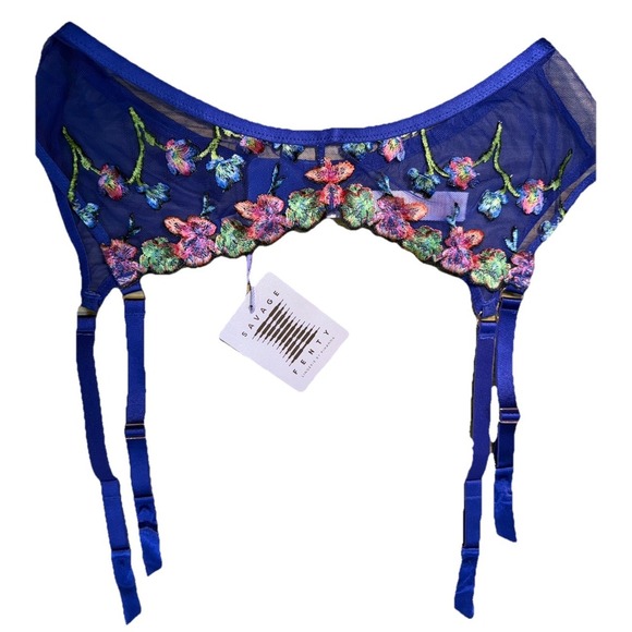 Savage Fenty Other - Savage X Fenty Western Wildflower Embroidered Mesh Garter Belt Purple Size 1X